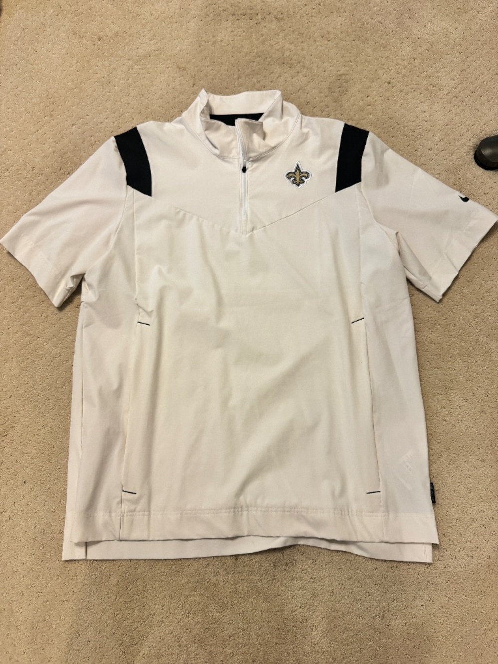 Men's Nike White New Orleans Saints Sideline Coaches Short Sleeve Quarter-Zip